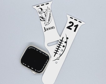 Personalized Football Sports Apple Watch Band: Silicone, Series 1-8