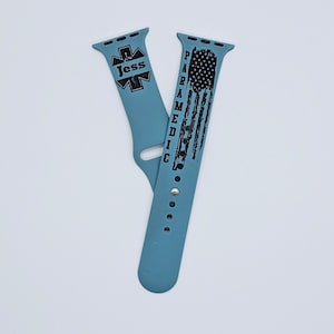 Paramedic EMT watch band Personalized Strap compatible with Apple Watch iWatch Band Silicone Watch 38/40/41 42/44/45 Engraved band