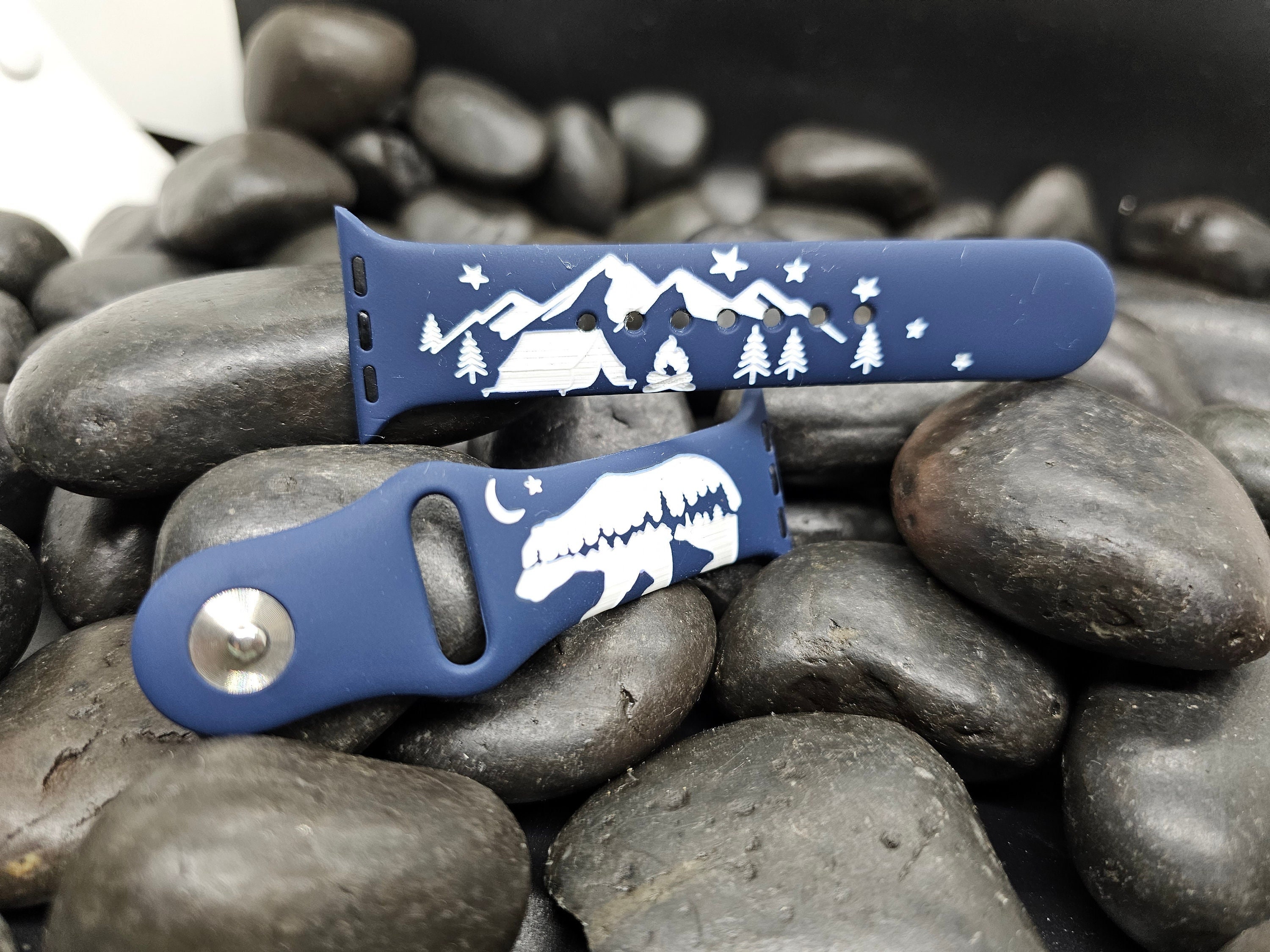 Travel Mountain Watch Band Silicon Laser Engraved Compatible With  display picture 1