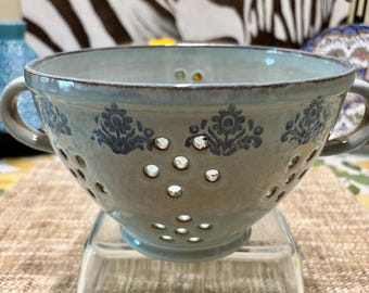 Authentic Portuguese Blue Colander with Floral Pattern - Use for Fruit and Vegetables