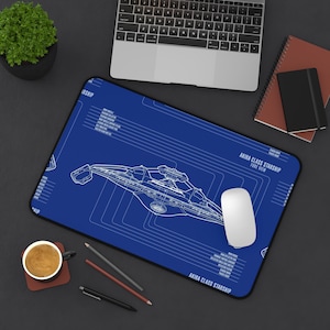 Star Trek Desk Mat - Premium Neoprene with Anti Slip Backing and Hemmed Edges - Akira Class Starship Blueprint