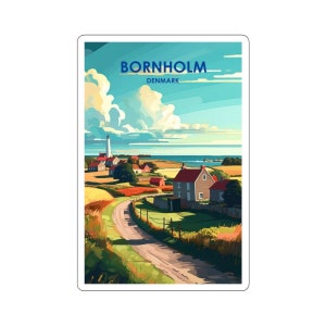 Stickers Europees stadsgezicht Kiss-Cut - duurzaam vinyl met glanzende afwerking - Bornholm, Denemarken