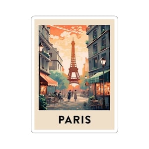 Europäische Stadtansicht Kiss-Cut-Aufkleber - strapazierfähiges Vinyl mit glänzender Oberfläche - Paris Frankreich
