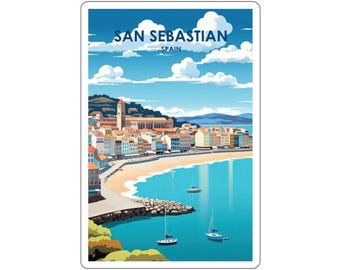European Cityscape Kiss-Cut Stickers - Durable Vinyl with Glossy Finish - San Sebastian Spain
