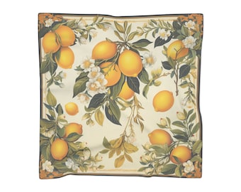 European Quiet Luxury Scarf: Premium Voile or Chiffon, Vibrant Colors for Neck or Head Covering - Italian Lemons