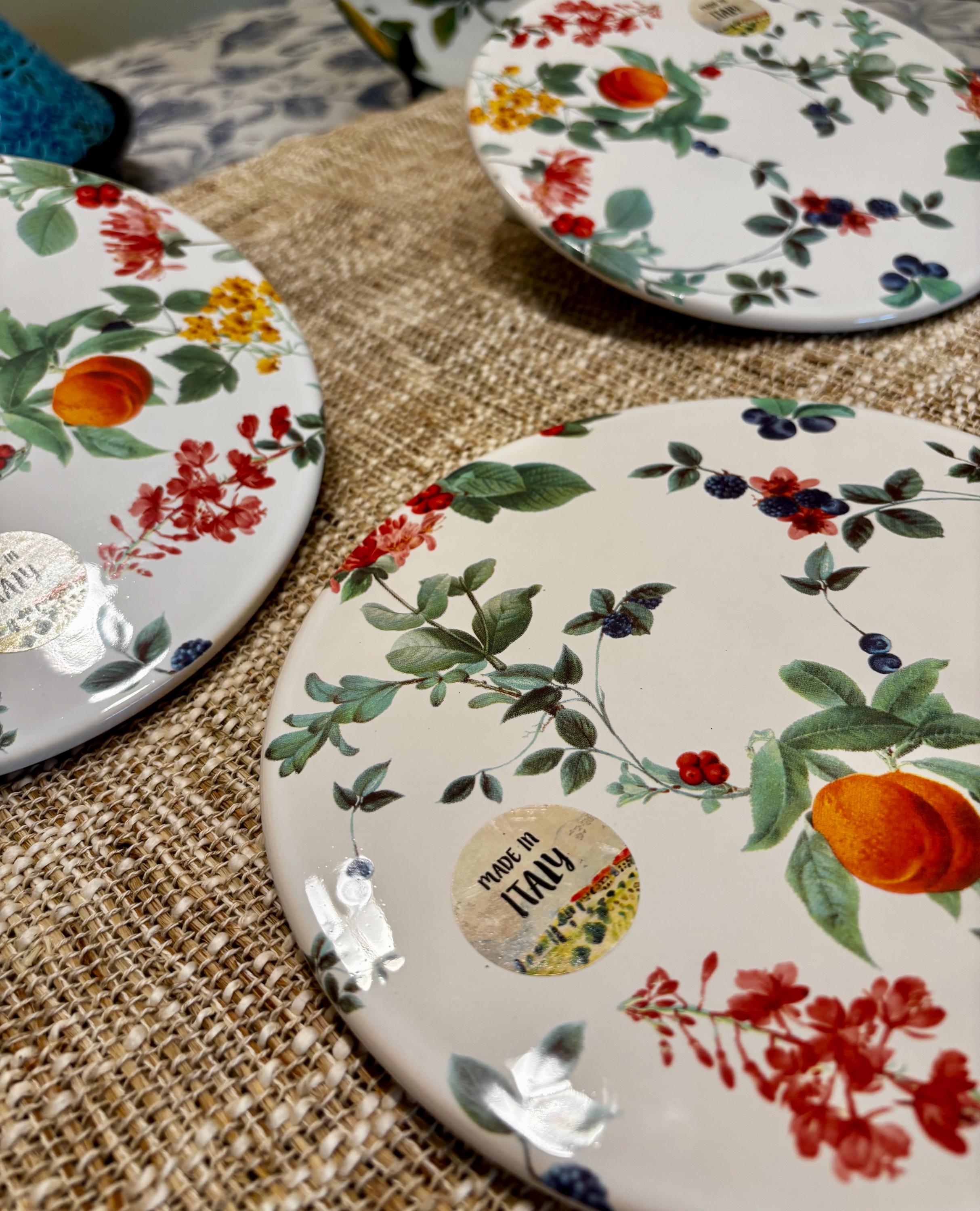 Italian Ceramic Hot Plate Trivet: Floral Geometric Design
