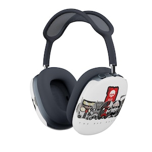 Puede incluir: Auriculares supraaurales grises y blancos con un gráfico de personajes de dibujos animados y el texto "THE BAD BATCH". Los auriculares tienen una diadema y auriculares grises, y una carcasa exterior blanca con el gráfico.