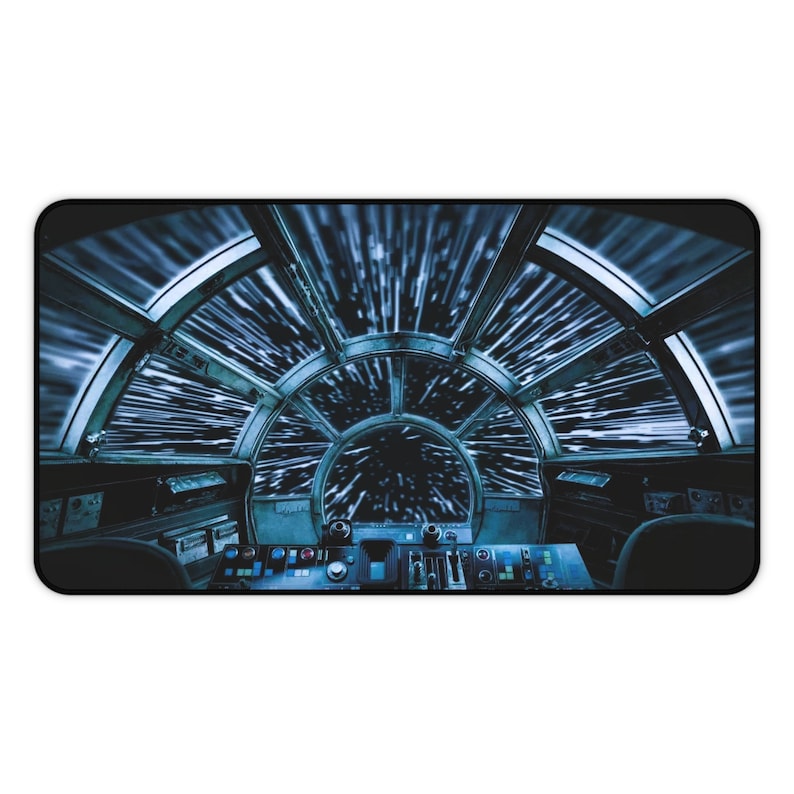 Star Wars Desk Mat - Premium Neoprene with Anti Slip Backing and Hemmed Edges - Millennium Falcon