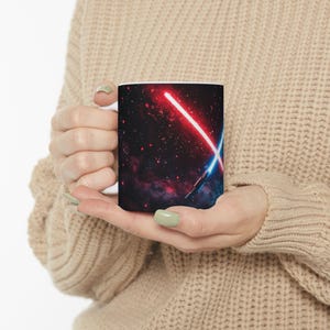 Star Wars Ceramic Mug, Galactic Theme Coffee Cup, Star Wars Fan Gift, 11oz 15oz Mug, Geektastic Coffee Mug - Lightsabers