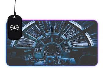 Millennium Falcon Mouse Pad: Wireless Charging, RGB LED Gaming Desk Accessory