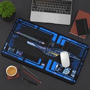 Star Trek Desk Mat - Premium Neoprene with Anti Slip Backing and Hemmed Edges - USS Enterprise Dashboard
