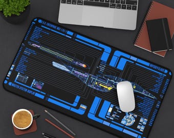 Star Trek Desk Mat - Premium Neoprene with Anti Slip Backing and Hemmed Edges - USS Enterprise Dashboard