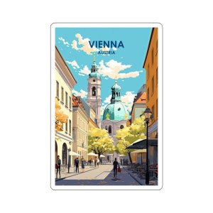 Europäische Stadtansicht Kiss-Cut Aufkleber - langlebiges Vinyl mit glänzender Oberfläche - Wien, Österreich