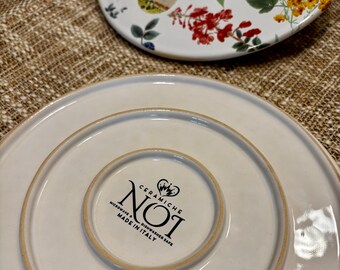 Italian Ceramic Hot Plate Trivet: Floral Geometric Design