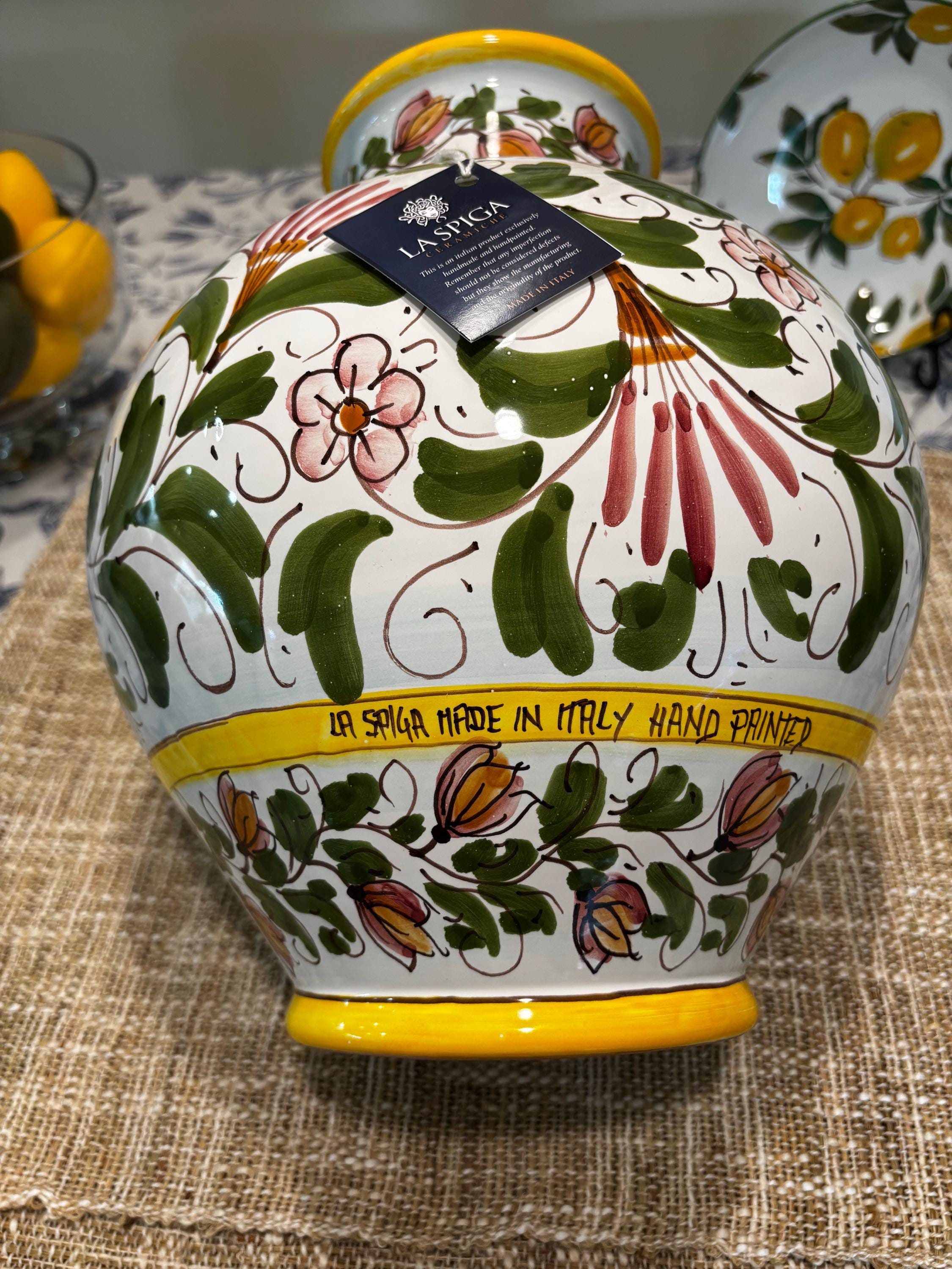 Hand-painted Sicilian Ceramic Display Vase – Classical Floral