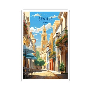 Stickers Europees stadsgezicht Kiss-Cut - duurzaam vinyl met glanzende afwerking - Sevilla, Spanje