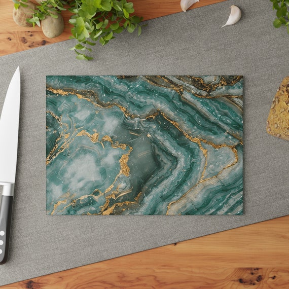Lot De 2 Planches à Découper En Verre Trempé - 30x52 Cm - Motif Feuilles De Banane Vert - Coloray