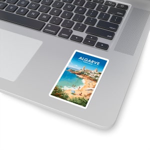 Stickers Europees stadsgezicht Kiss-Cut - duurzaam vinyl met glanzende afwerking - Algarve, Portugal