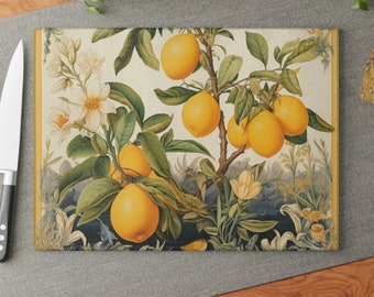 Durable Tempered Glass Cutting Board - Italian Lemons - Elegance and European Style