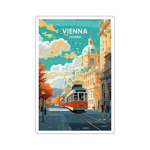 Kiss-Cut-stickers Europees stadsbeeld - duurzaam vinyl met glanzende afwerking - Wenen, Oostenrijk