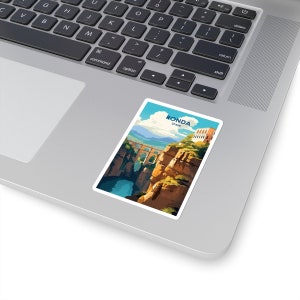 Stickers Europees stadsgezicht Kiss-Cut - duurzaam vinyl met glanzende afwerking - Ronda, Spanje
