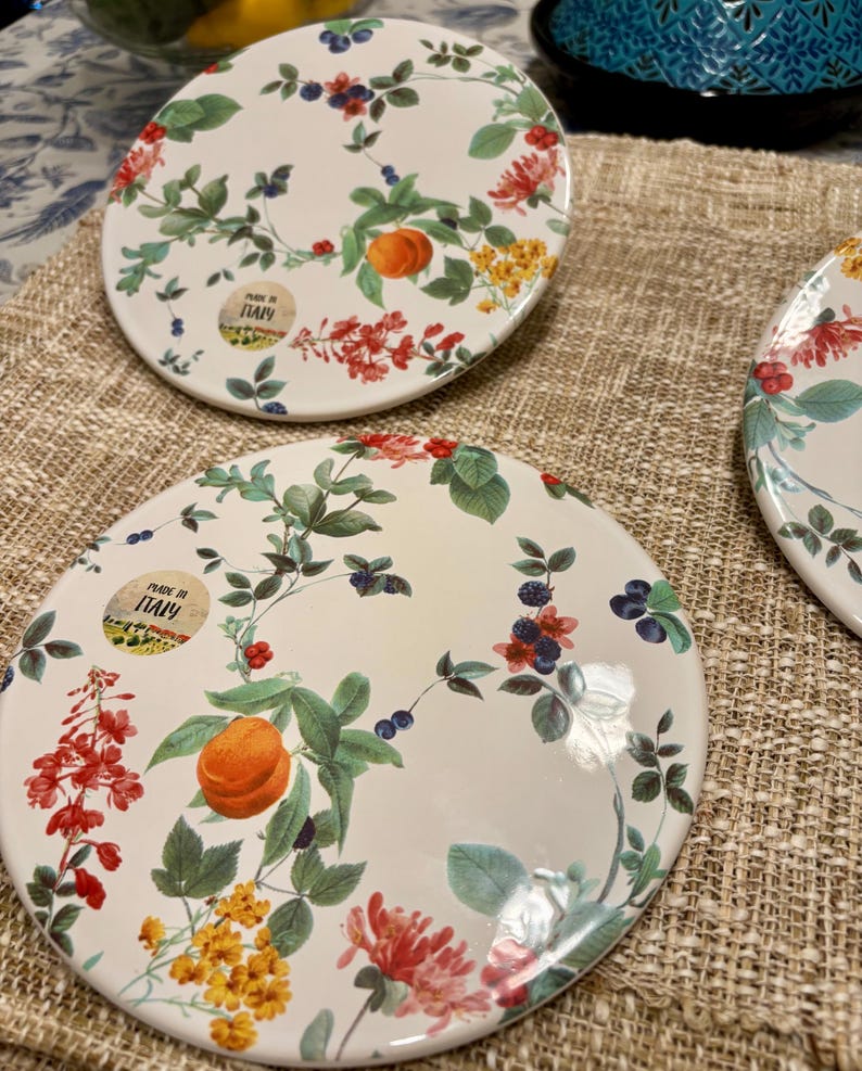 Italian Ceramic Hot Plate Trivet: Floral Geometric Design, Ceramiche ...
