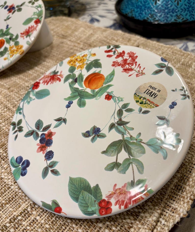 Italian Ceramic Hot Plate Trivet: Floral Geometric Design, Ceramiche ...