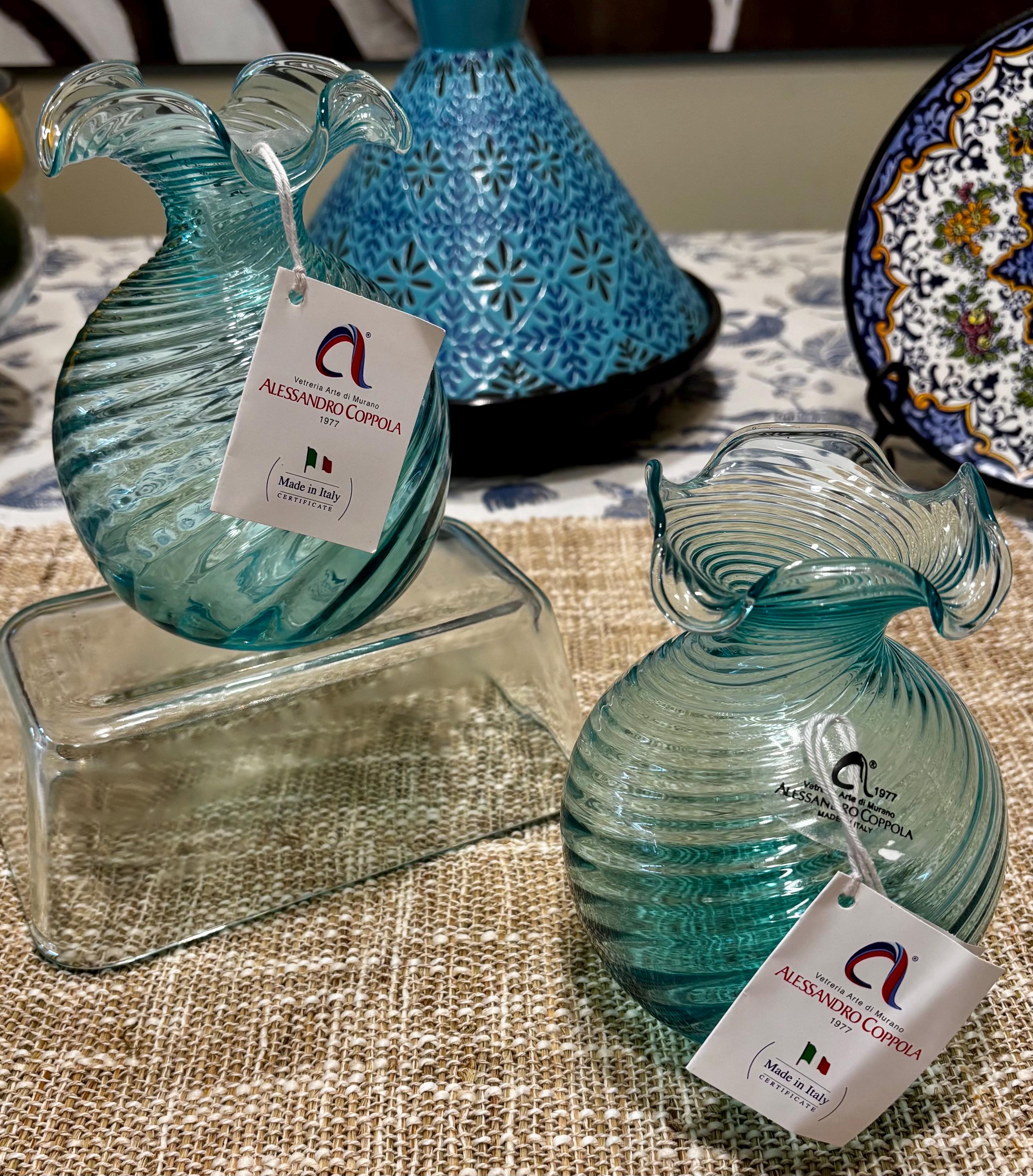 置物 Murano glass, Venetian glass 42cm & 32 SET Handmade Venetian Murano Glass Flower Vase - Italian Blown
