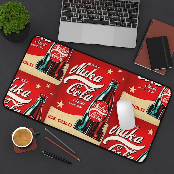 Fallout Wasteland Desk Mat - Premium Neoprene with Anti Slip Backing and Hemmed Edges