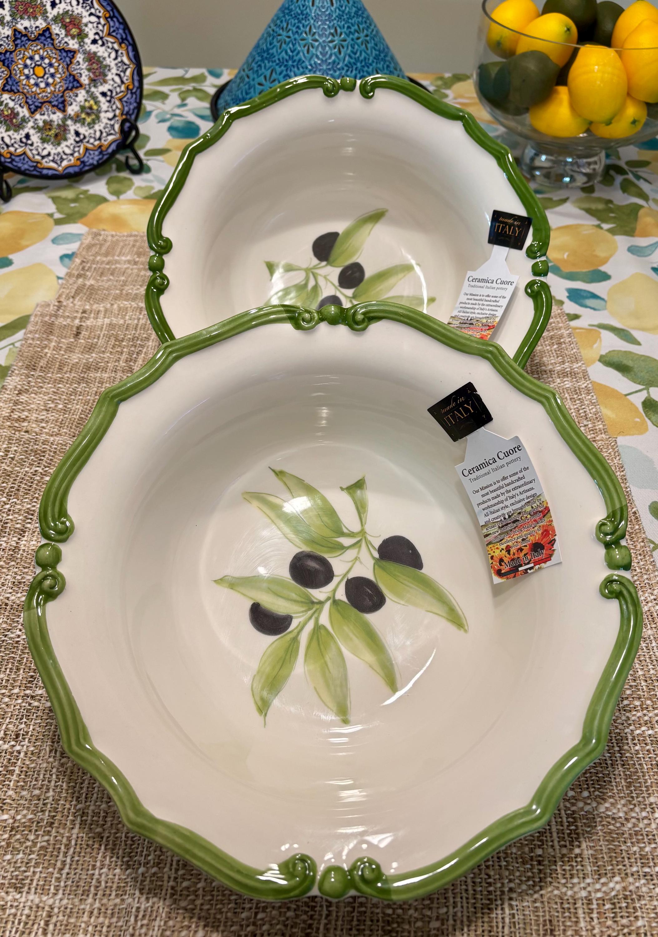 SET Authentic Italian Olives and Leaves Ceramic 12