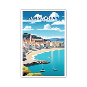 Stickers Europees stadsgezicht Kiss-Cut - duurzaam vinyl met glanzende afwerking - San Sebastián, Spanje