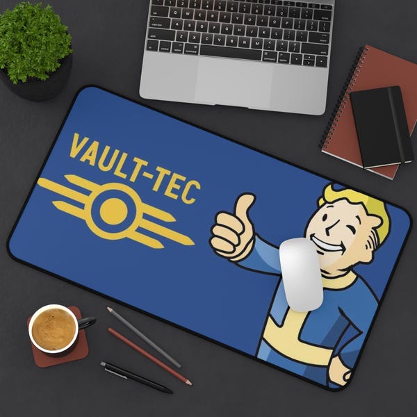 Alfombrilla de escritorio Fallout Wasteland: neopreno premium con reverso antideslizante y bordes dobladillados.