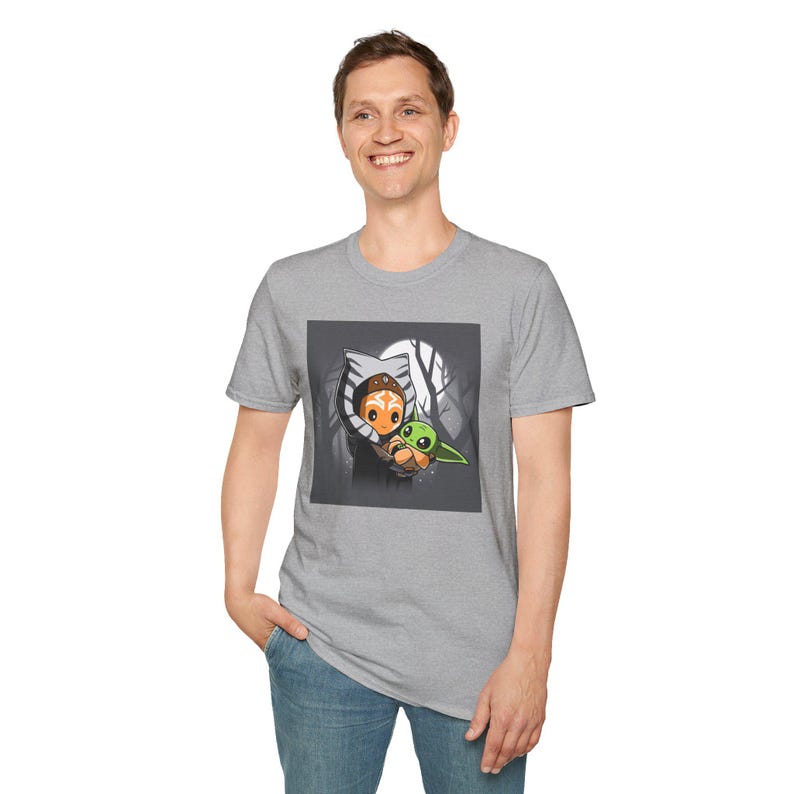 Ahsoka and Grogu - Premium Fan Art Adult T-Shirt Perfect for Star Wars Fans, Gifts Idea, Geeky Apparel, Casual Wear
