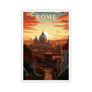 Adesivos de paisagens urbanas europeias com cortes em forma de beijo - Vinil durável com acabamento brilhante - Roma, Itália