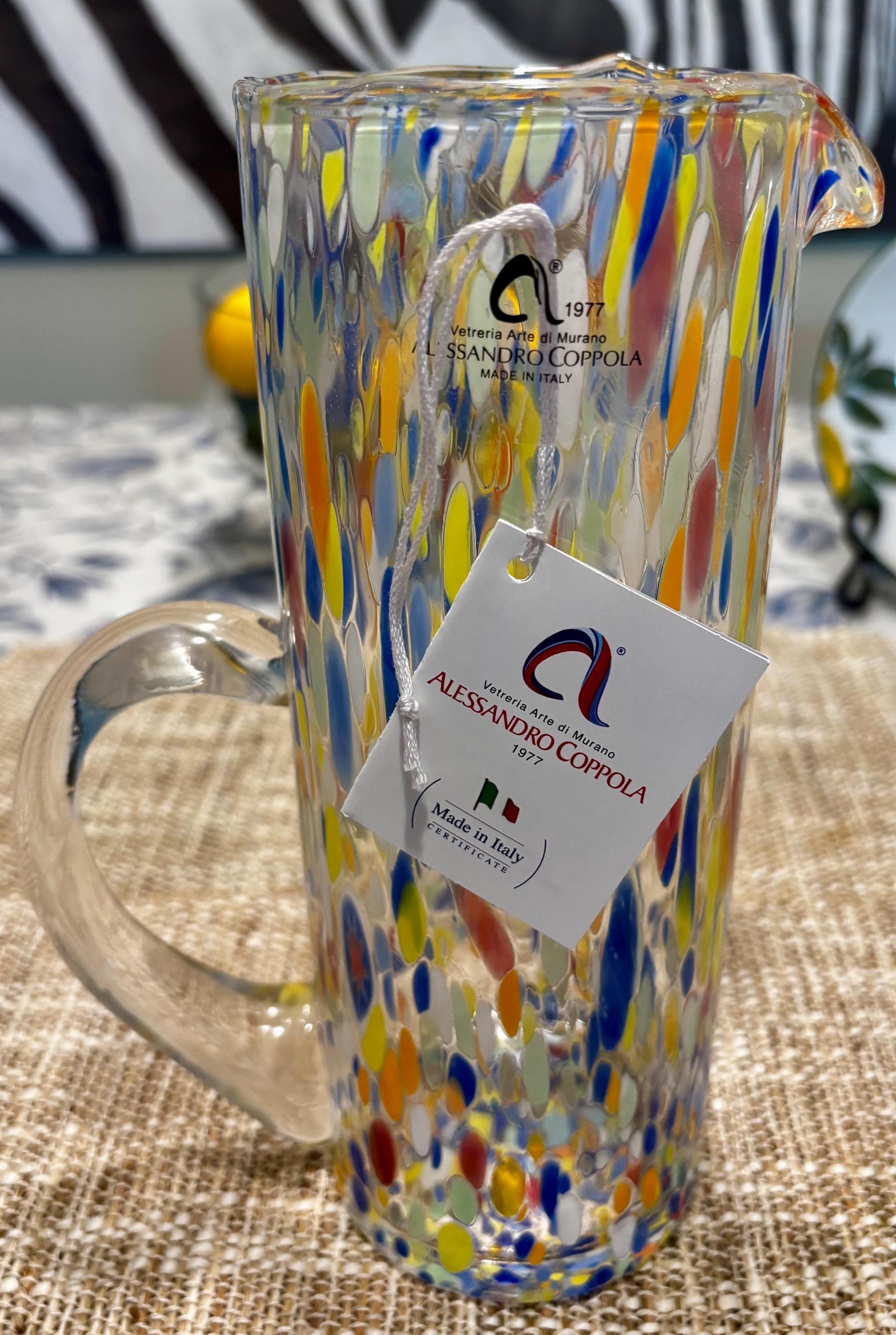 MURANO La Fenice ムラノ 金彩 レインボー レース グラス MURANO】ITALY☆ムラノ 金彩 ブルー ライン グラス☆ヴェネチア