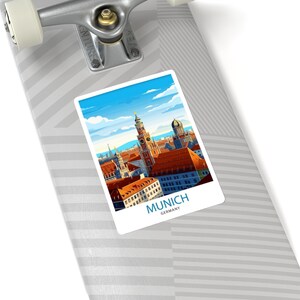 Kiss-Cut-stickers Europees stadsbeeld - duurzaam vinyl met glanzende afwerking - München, Duitsland