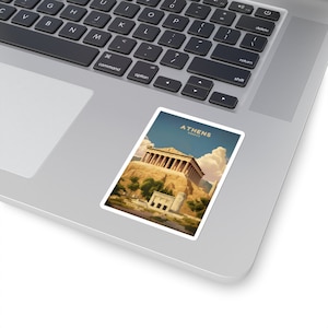 Europäische Stadtansicht Kiss-Cut Aufkleber - langlebiges Vinyl mit glänzender Oberfläche - Athen Griechenland