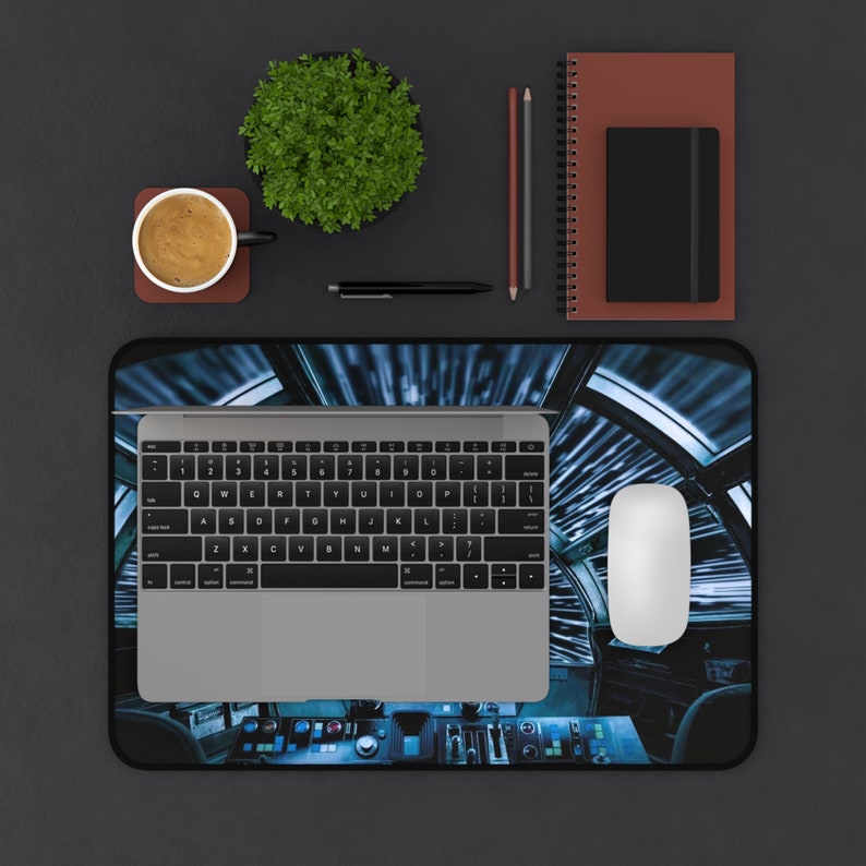Star Wars Desk Mat - Premium Neoprene with Anti Slip Backing and Hemmed Edges - Millennium Falcon