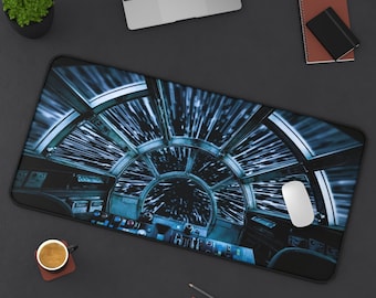 Star Wars Desk Mat - Premium Neoprene with Anti Slip Backing and Hemmed Edges - Millennium Falcon