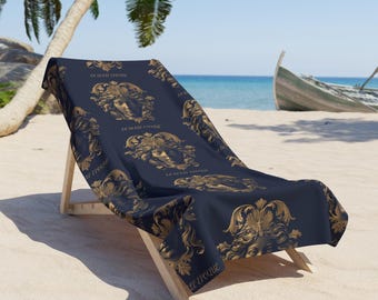 Toalla de playa de lujo de estilo europeo: elegancia para playa, piscina y para tomar el sol - Logotipo Belle Epoque
