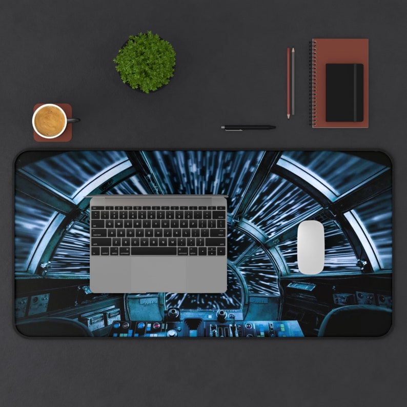 Star Wars Desk Mat - Premium Neoprene with Anti Slip Backing and Hemmed Edges - Millennium Falcon