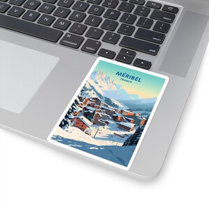 Kiss-Cut-stickers Europees stadsbeeld - duurzaam vinyl met glanzende afwerking - Meribel-Frankrijk