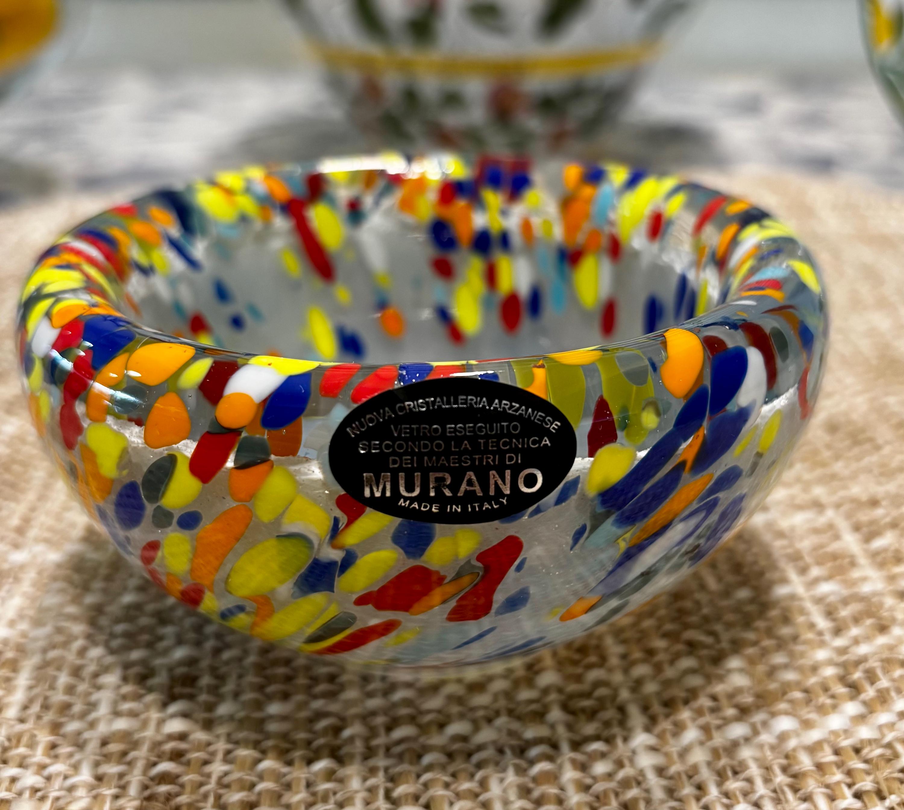 Nuova Cristalleria Arzanese Murano-Style Candy or Keys bowl – Handcrafted Italian Glassware bowl for Multi Functions
