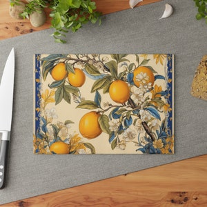 Durable Tempered Glass Cutting Board - Italian Lemons - Elegance and European Style