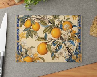 Durable Tempered Glass Cutting Board - Italian Lemons - Elegance and European Style