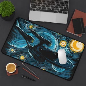 Star Trek Desk Mat - Premium Neoprene with Anti Slip Backing and Hemmed Edges - USS Enterprise