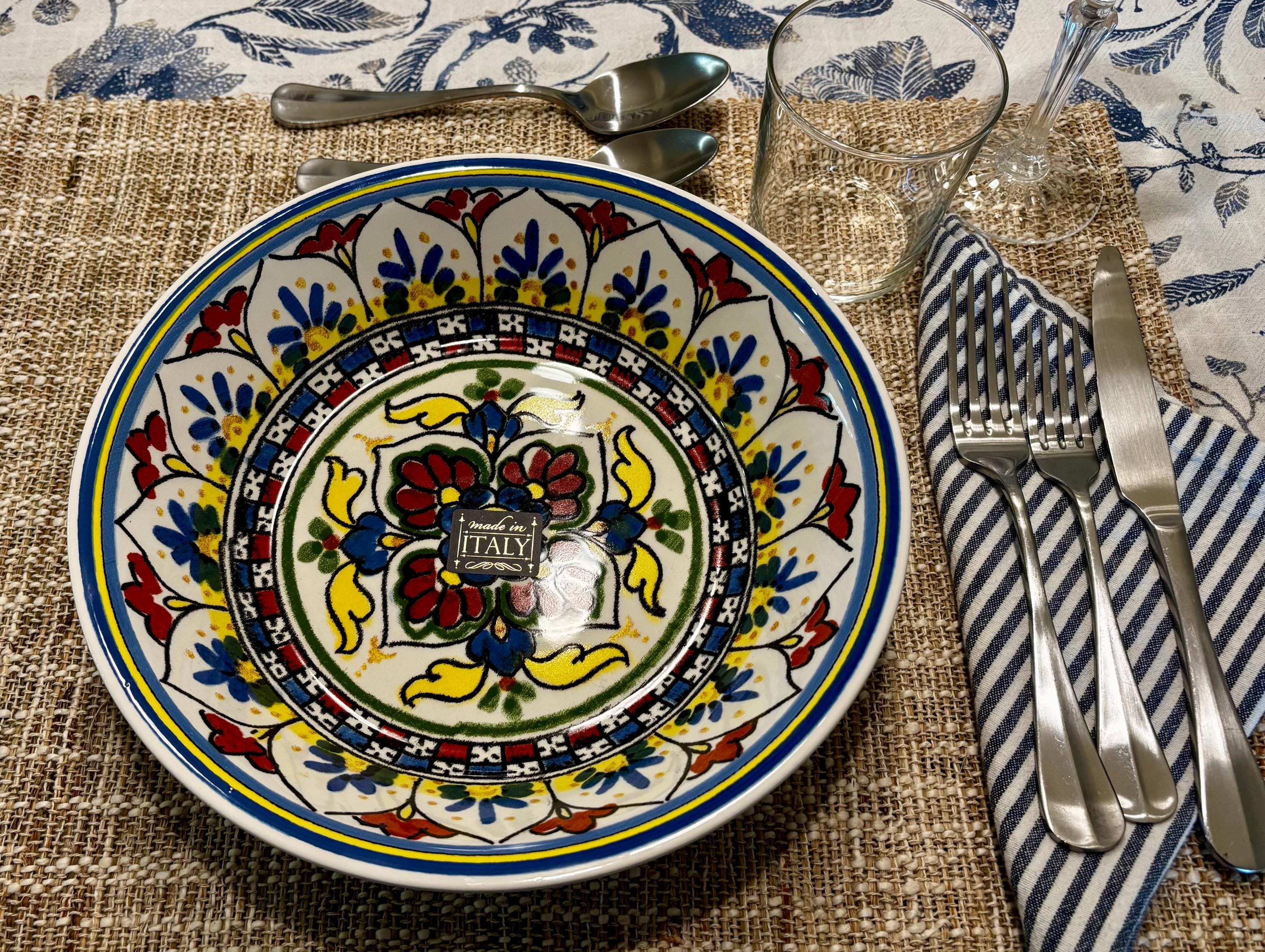 イタリア陶器　ソレント　￼ハンドペイント陶器大皿　36cm キッチン・食器 イタリア陶器 ソレント ￼ハンドペイント陶器大皿 36cm