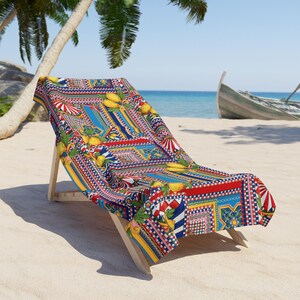 Luxurious European Style Beach Towel - Elegance for Beach, Pool, and Sunbathing - Sicilian Pattern