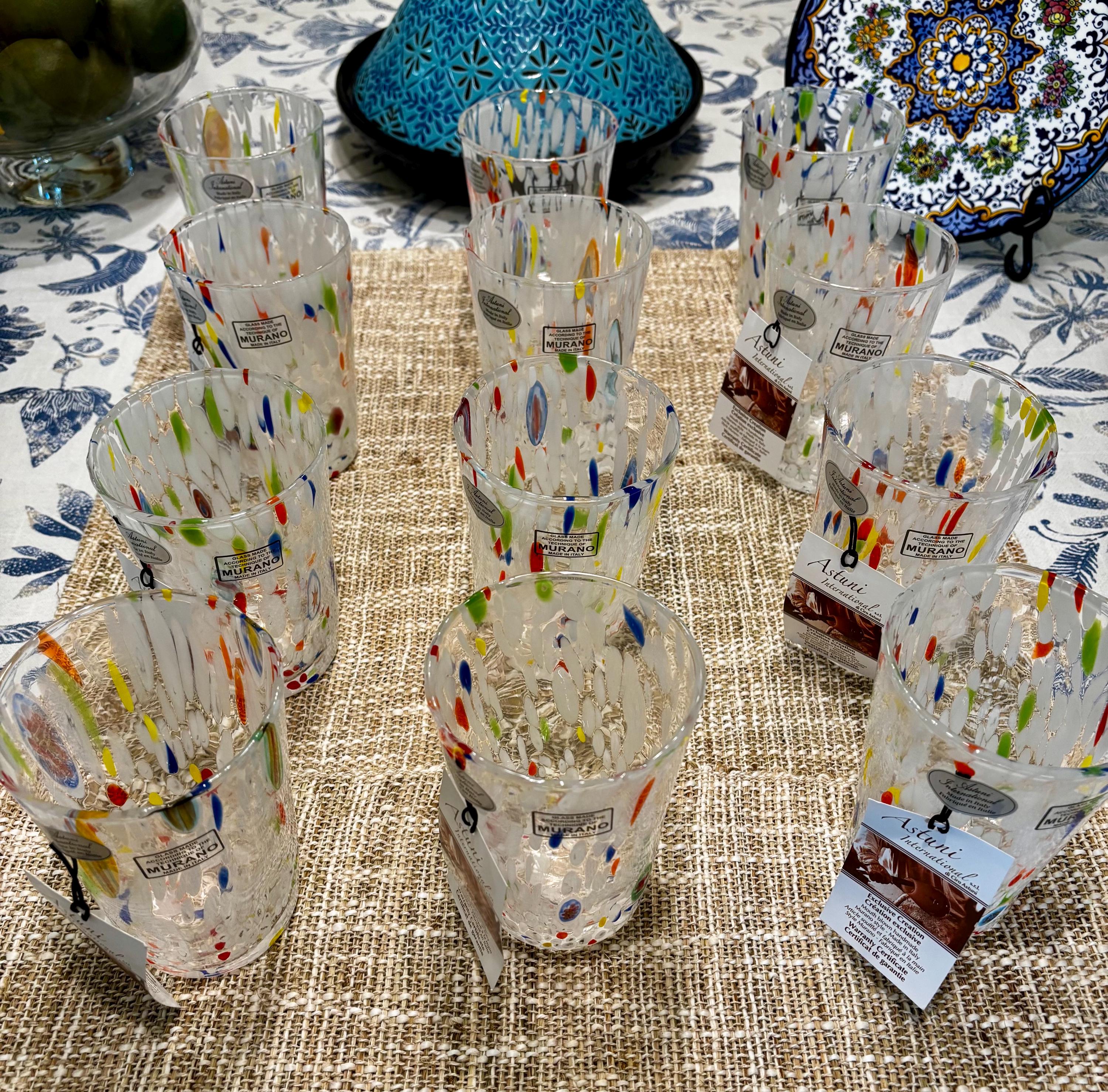 SET Asunti Intl Srl Murano Style 15oz Tumbler Glasses: Handcrafted