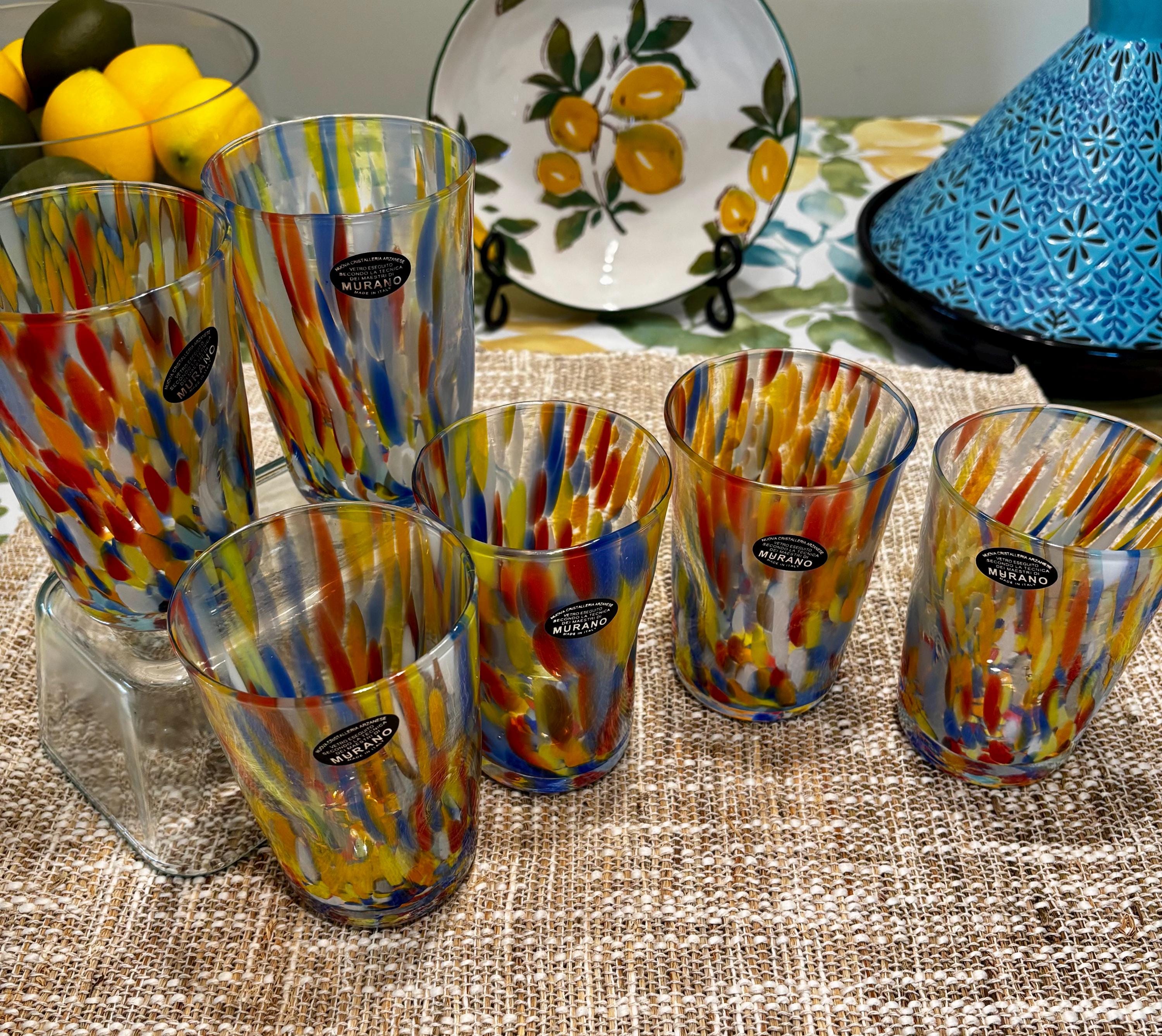 新品　イナウトINOUT × sunsetclimax ワイングラス SET SET Murano-style Wine Glass Set: Handcrafted Italian Rainbow